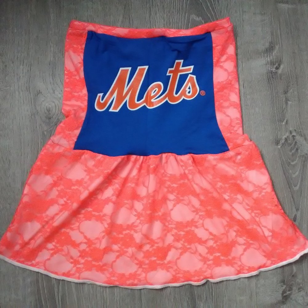 METS Baseball Team DIY Handmade Upcycled Customized Lacy Tube Top